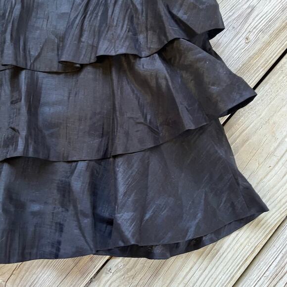 Club Monaco Black Satin Ruffled Tie Waist Mini Skirt Size 6 - Picture 4 of 9